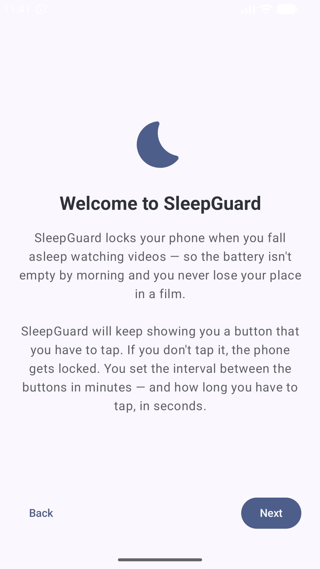 Screenshot of SleepGuard - dead man's switch