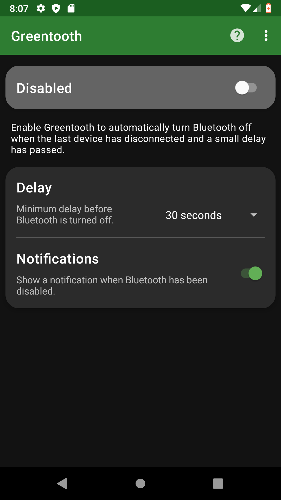 Screenshot of Greentooth