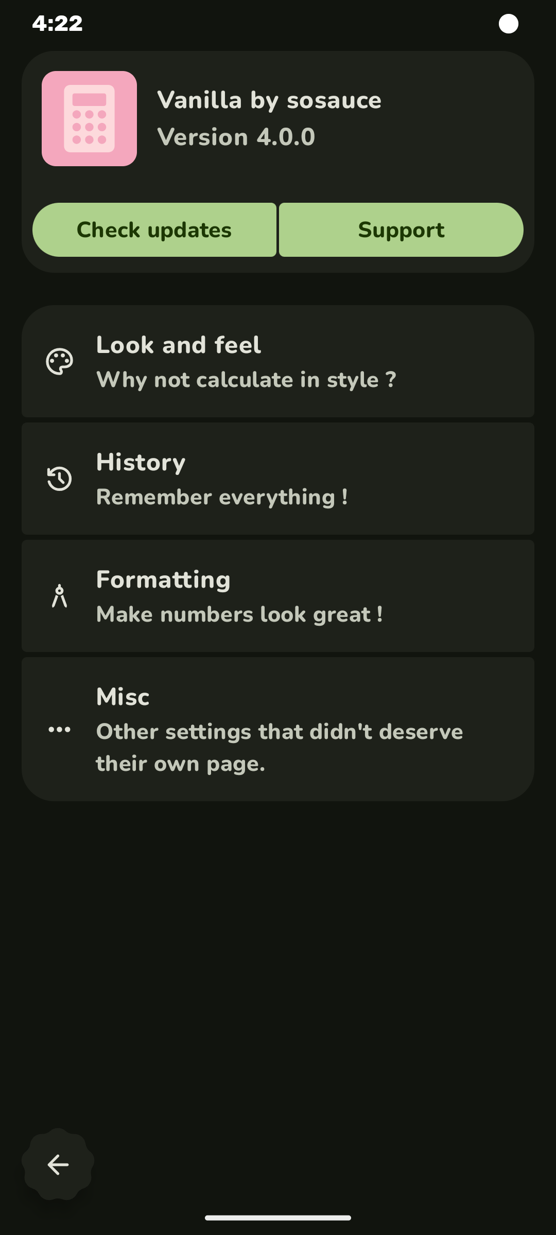 Screenshot of Vanilla