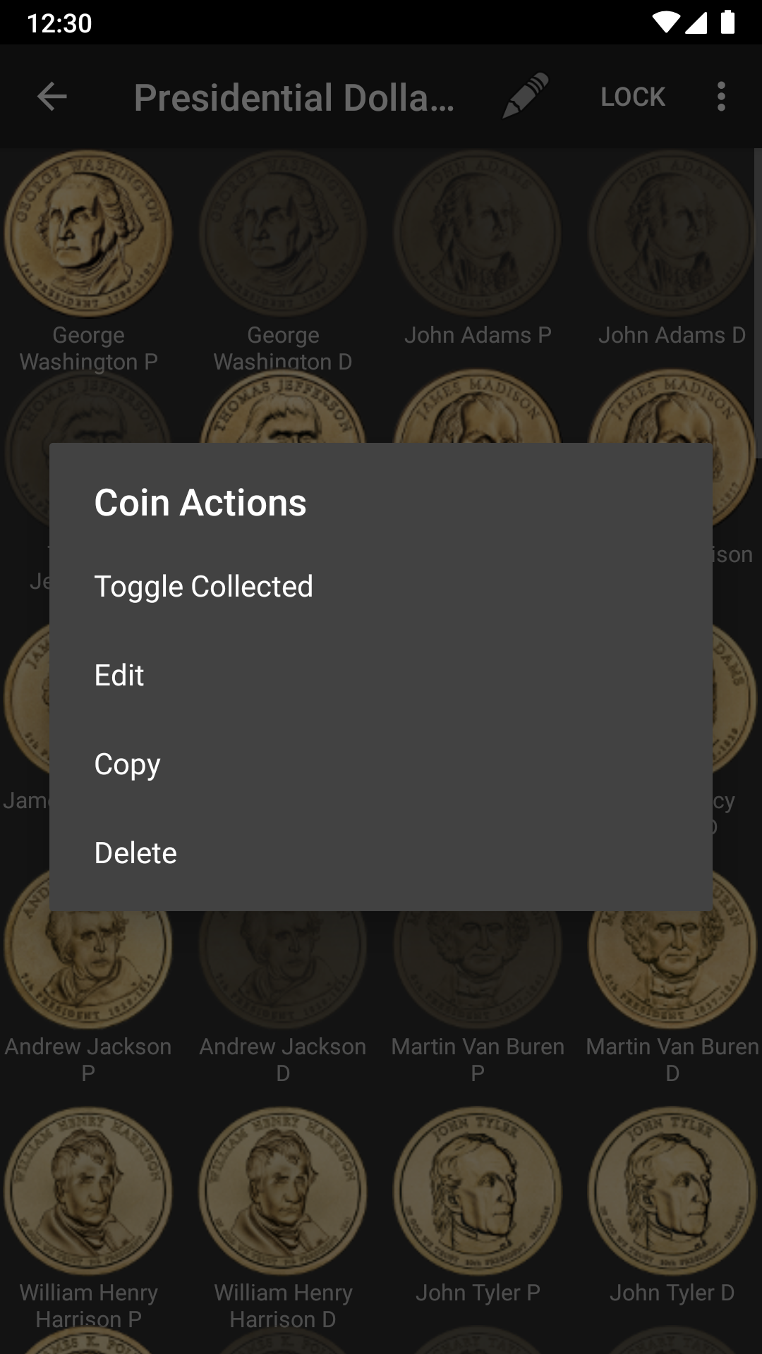 Screenshot of Coin Collection