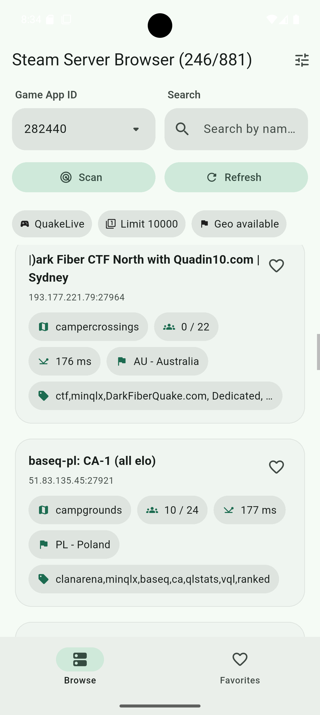 Screenshot of Steam Server Browser
