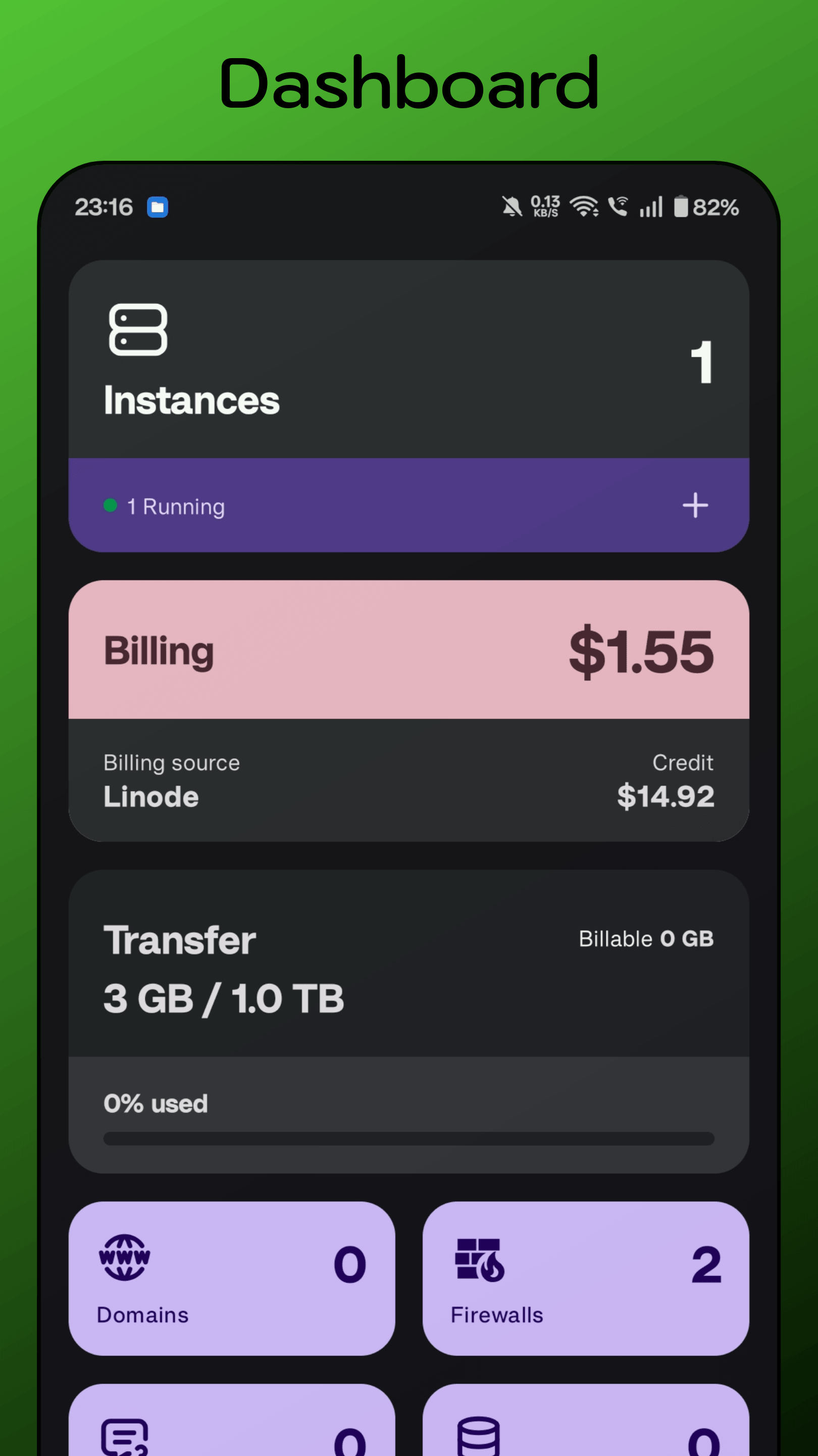 Screenshot of NexNode for Linode Cloud