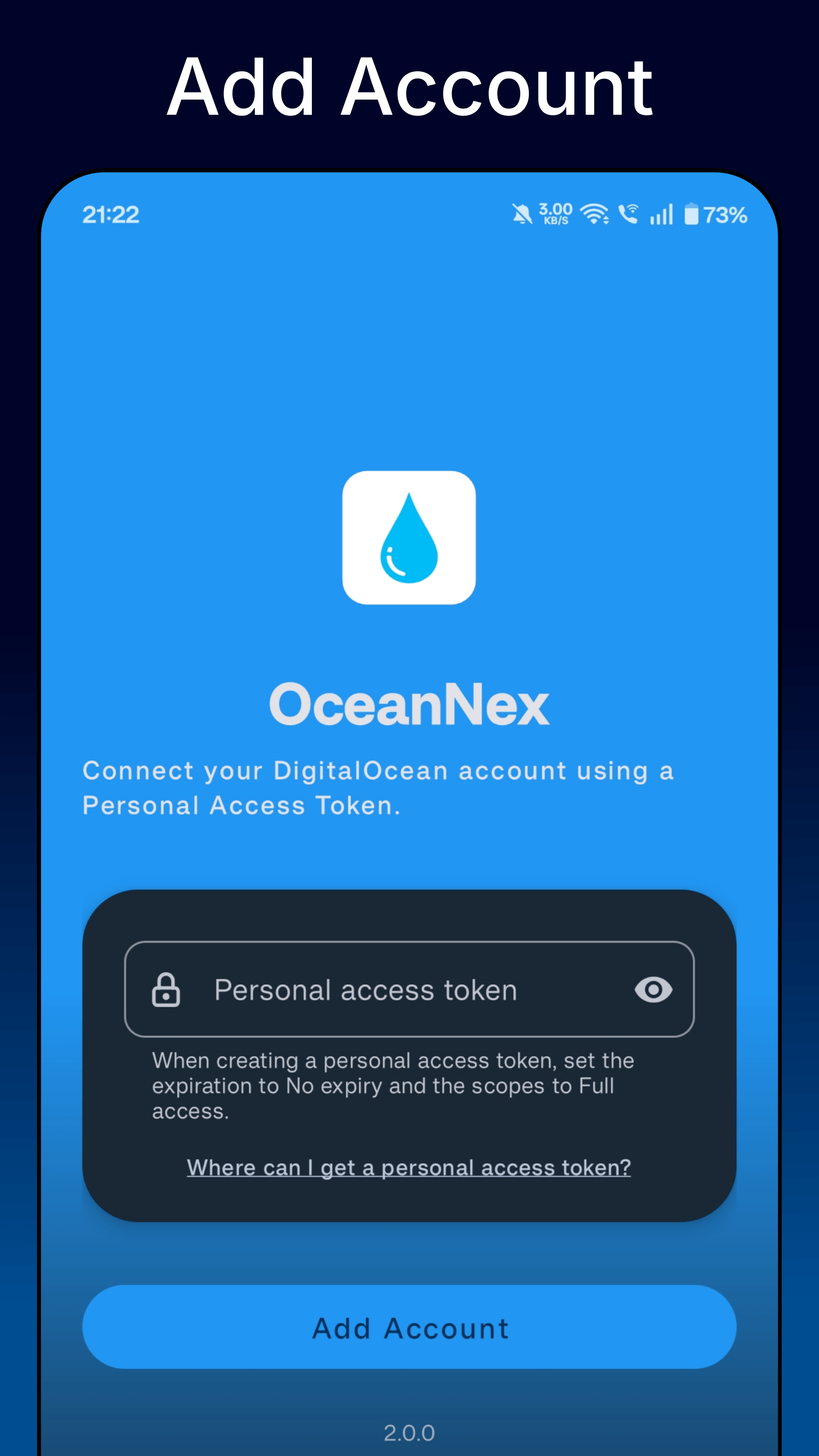 Screenshot of OceanNex for DigitalOcean
