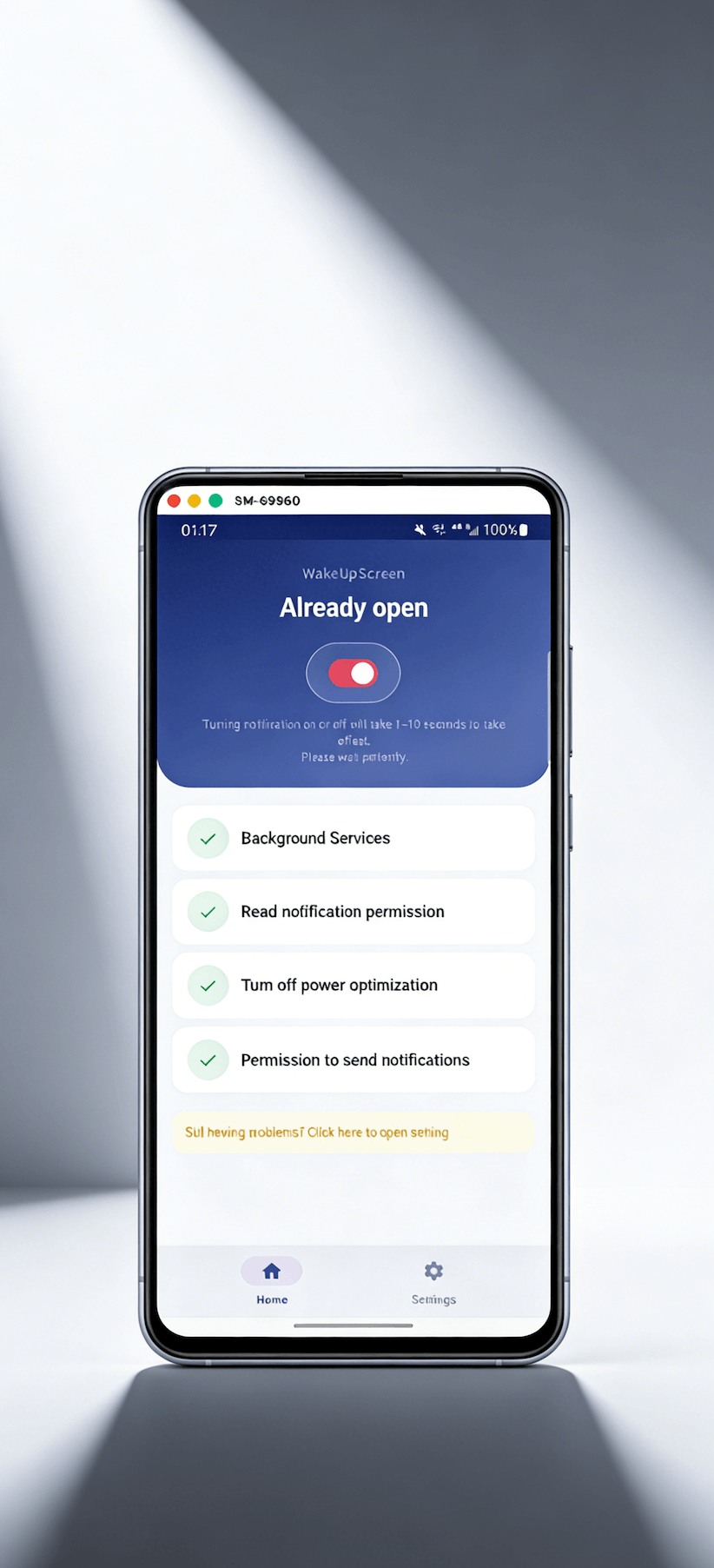 Screenshot of WakeUpScreen