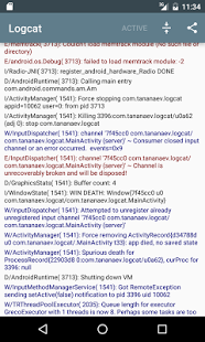 Screenshot of Logcat