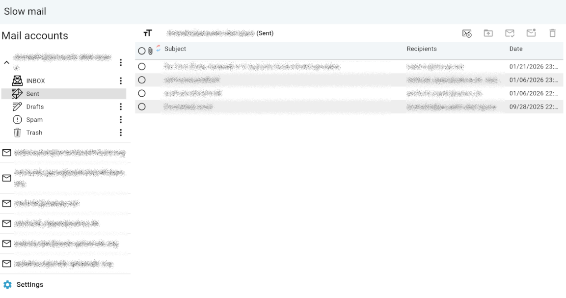 Screenshot of Slow Mail