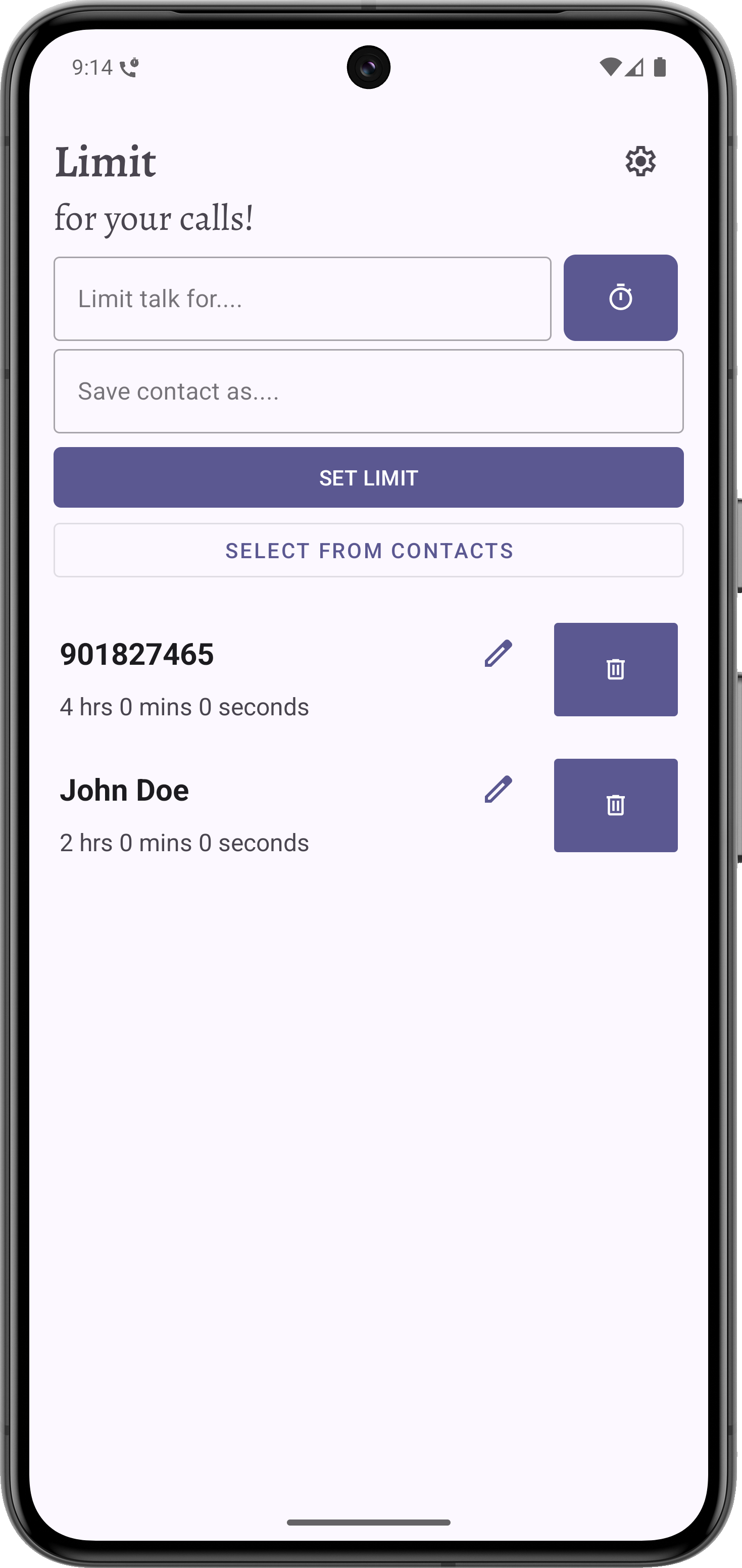 Screenshot of Call Limiter