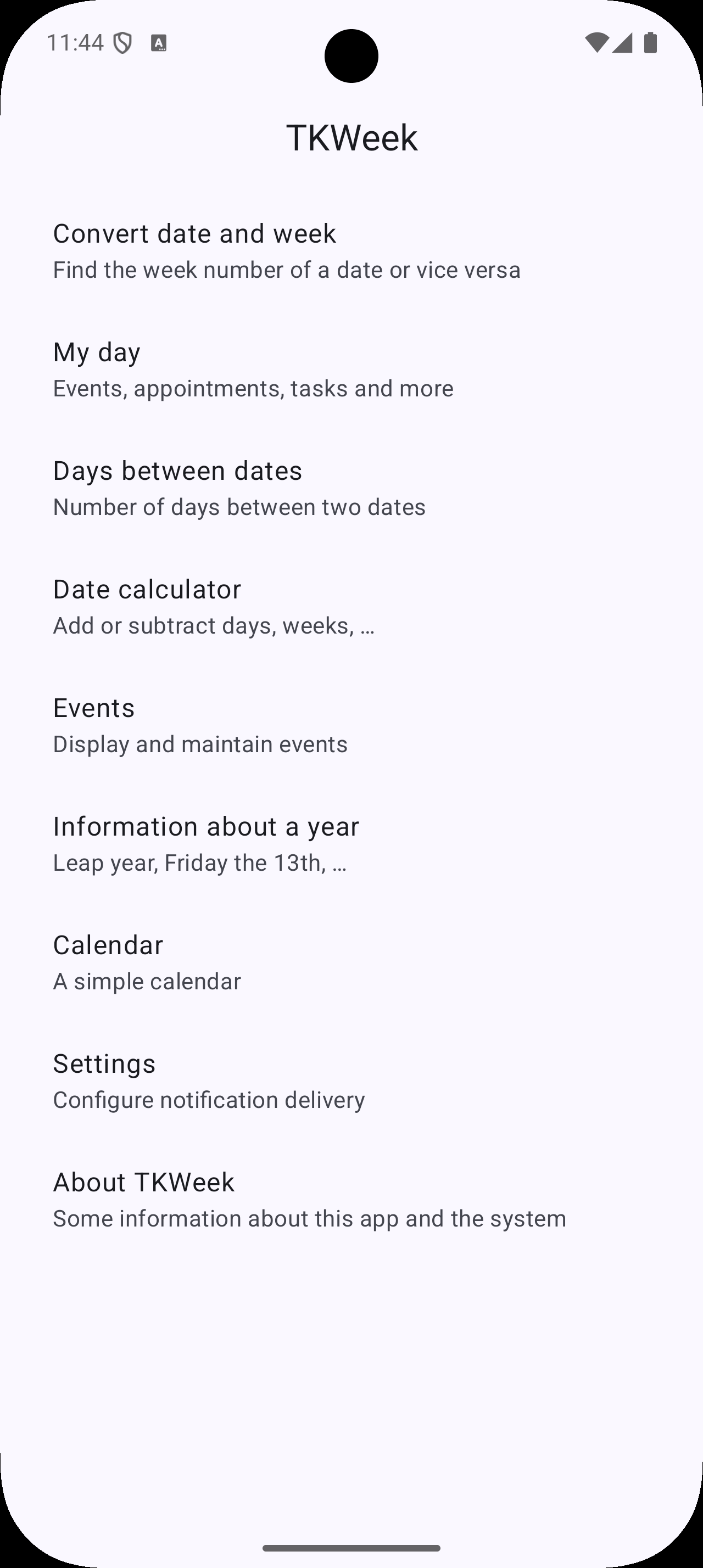 Screenshot of TKWeek