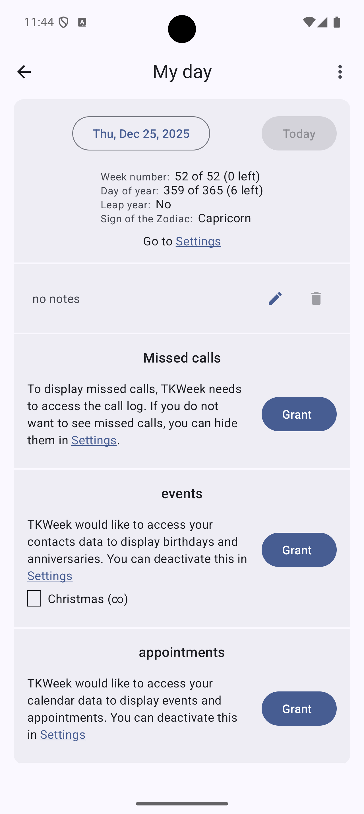 Screenshot of TKWeek