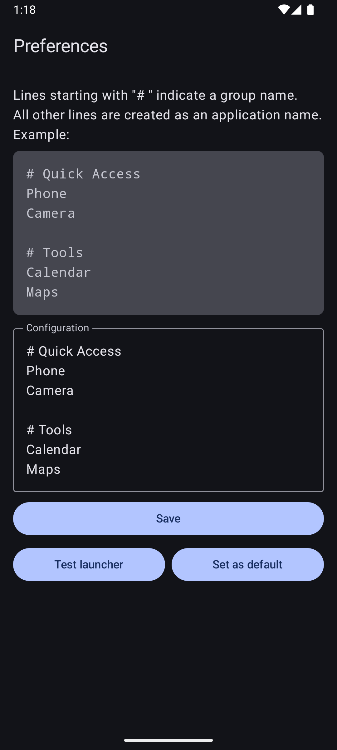 Screenshot of tmtLauncher