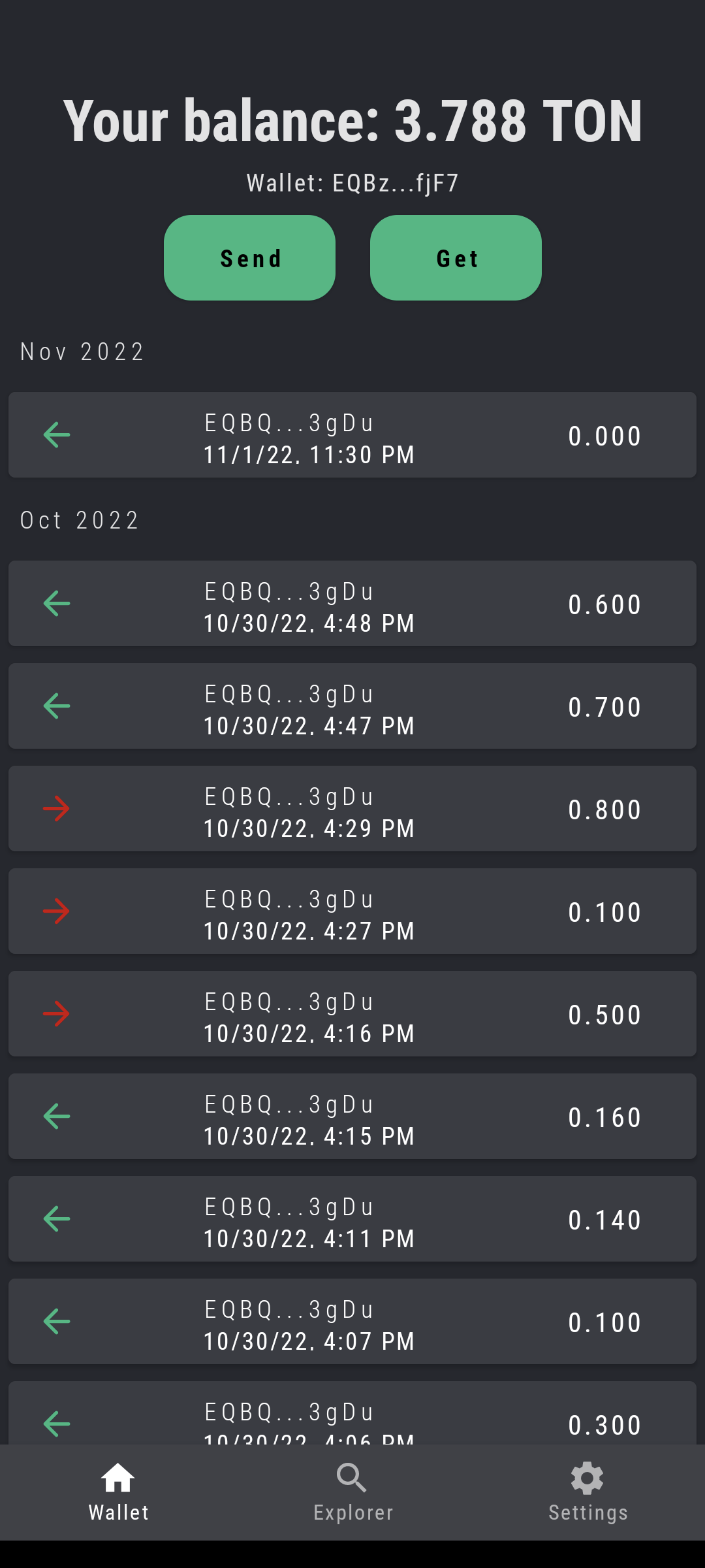 Screenshot of TkTon Wallet