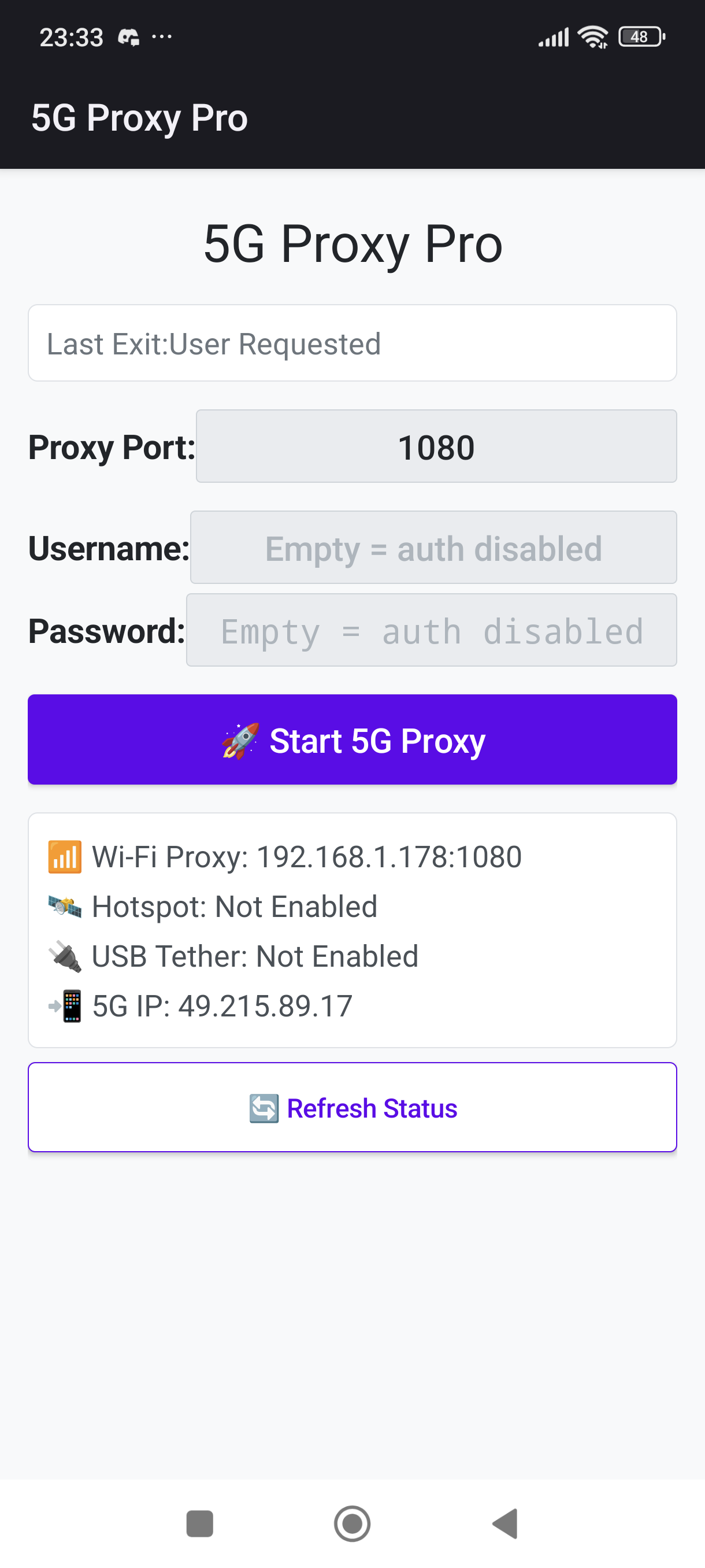 Screenshot of 5G Proxy Pro