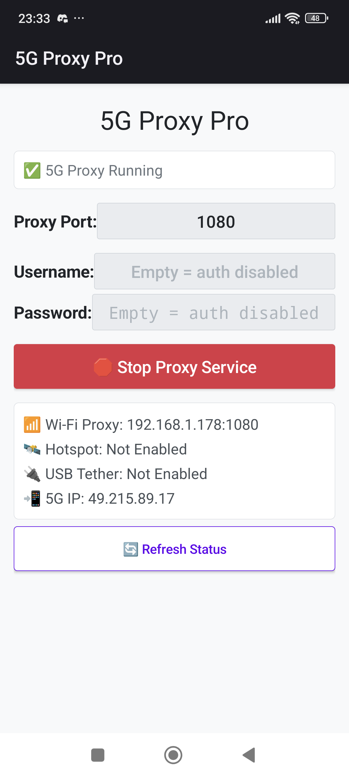 Screenshot of 5G Proxy Pro