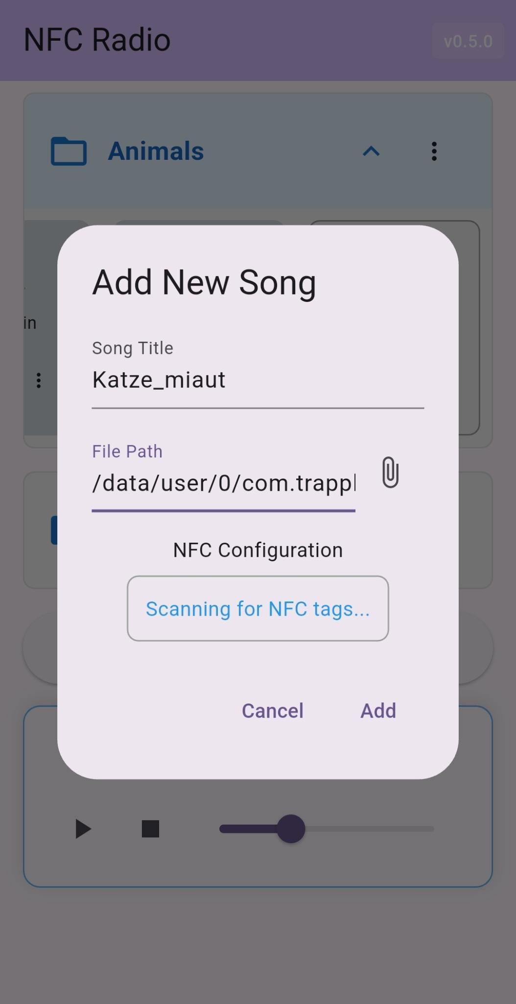 Screenshot of NFC Radio