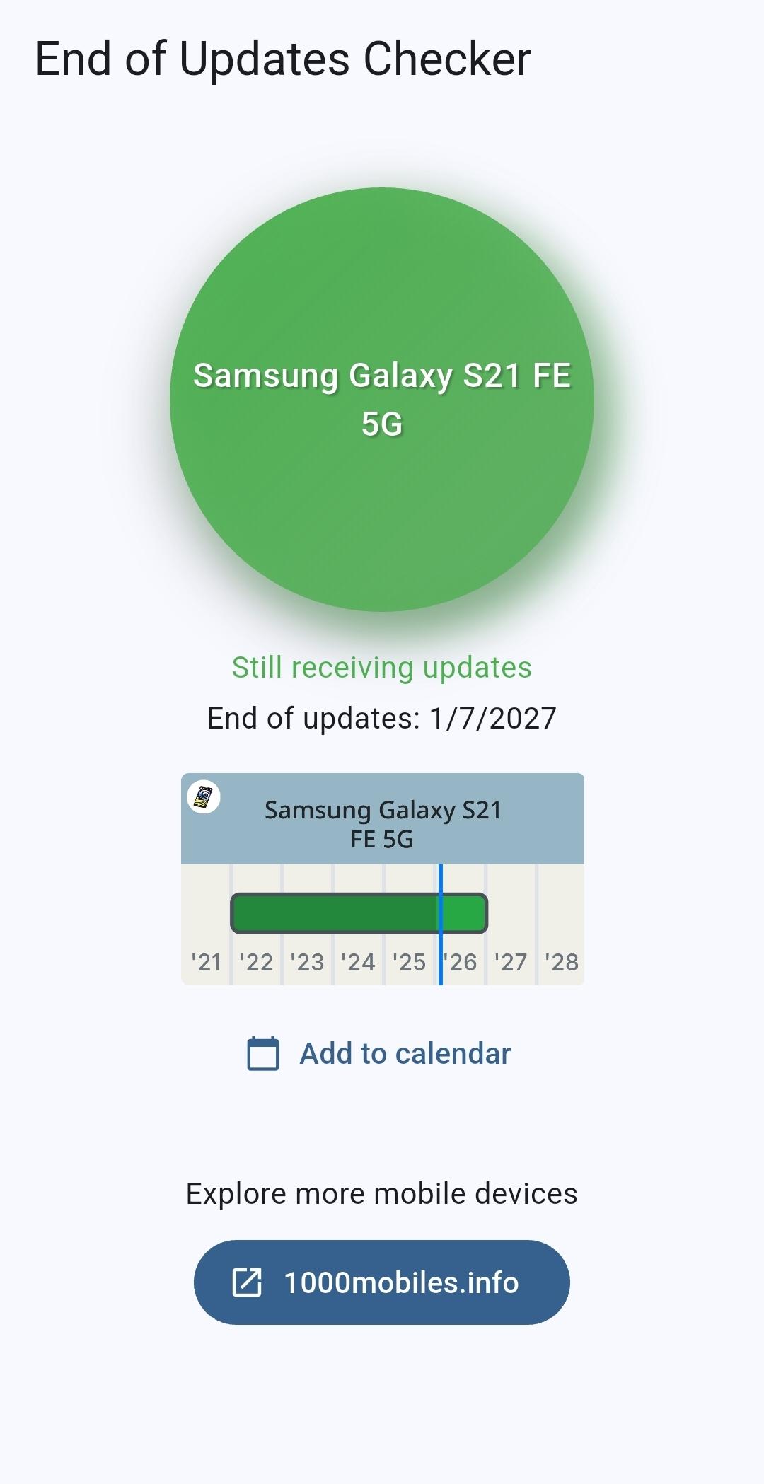 Screenshot of End of Updates Checker