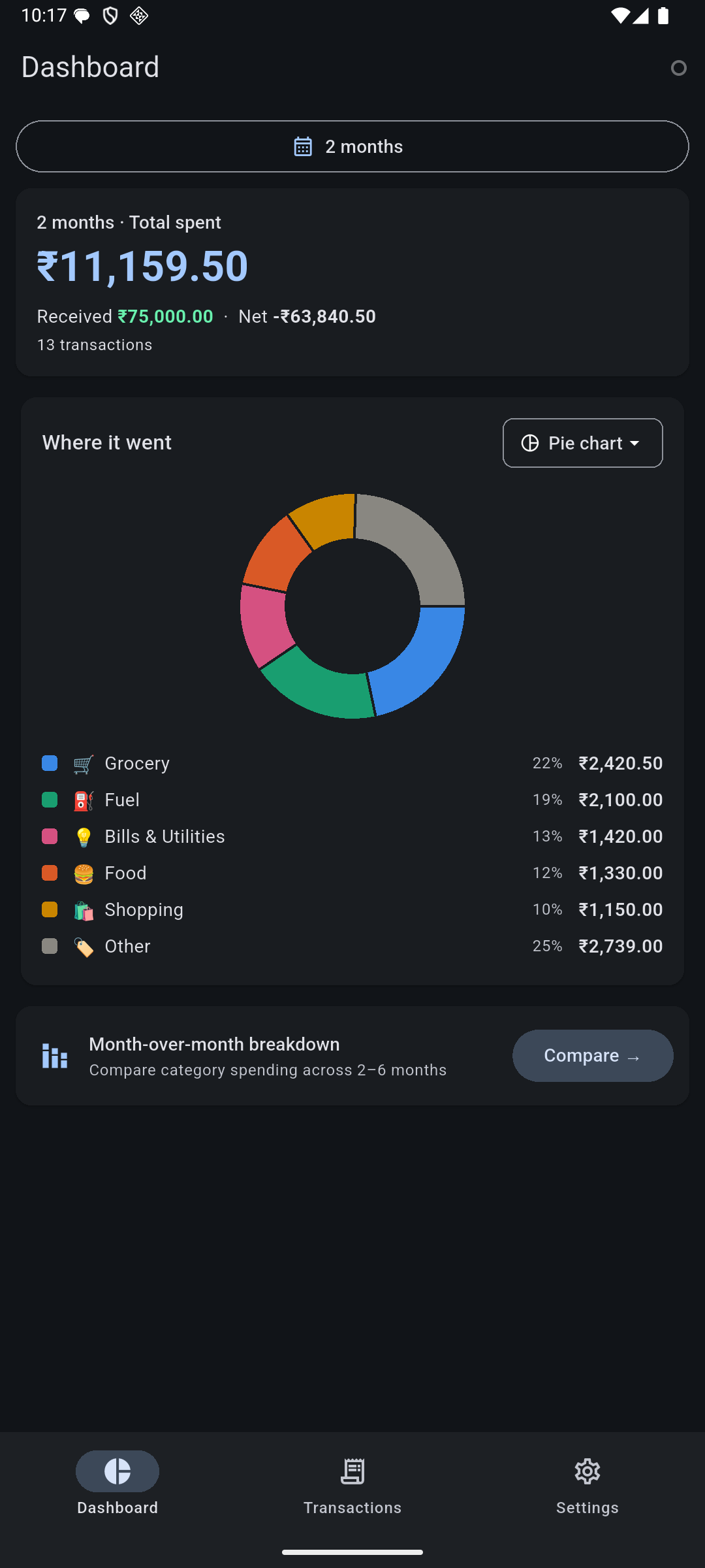 Screenshot of TU Expense Tracker