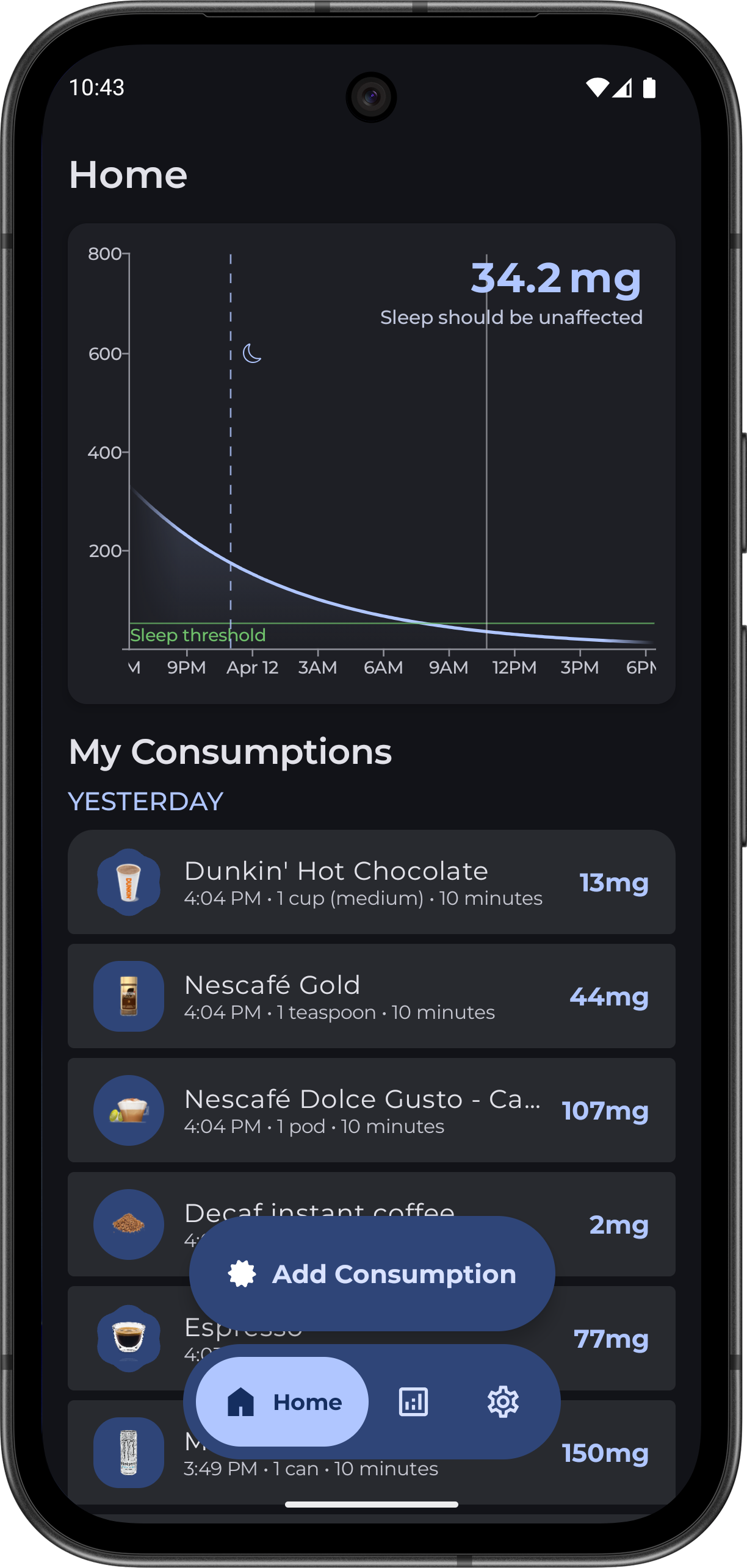 Screenshot of Caffeine Health