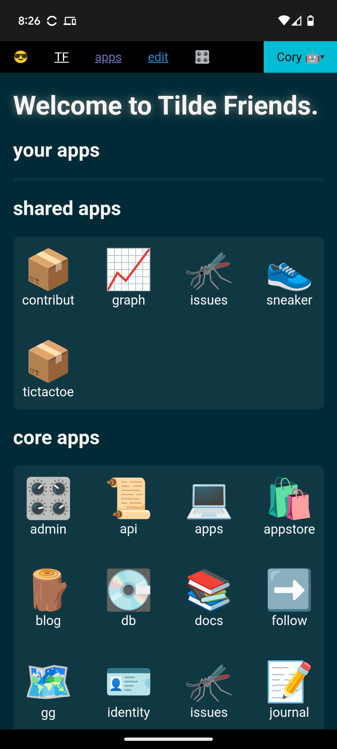 Screenshot of Tilde Friends