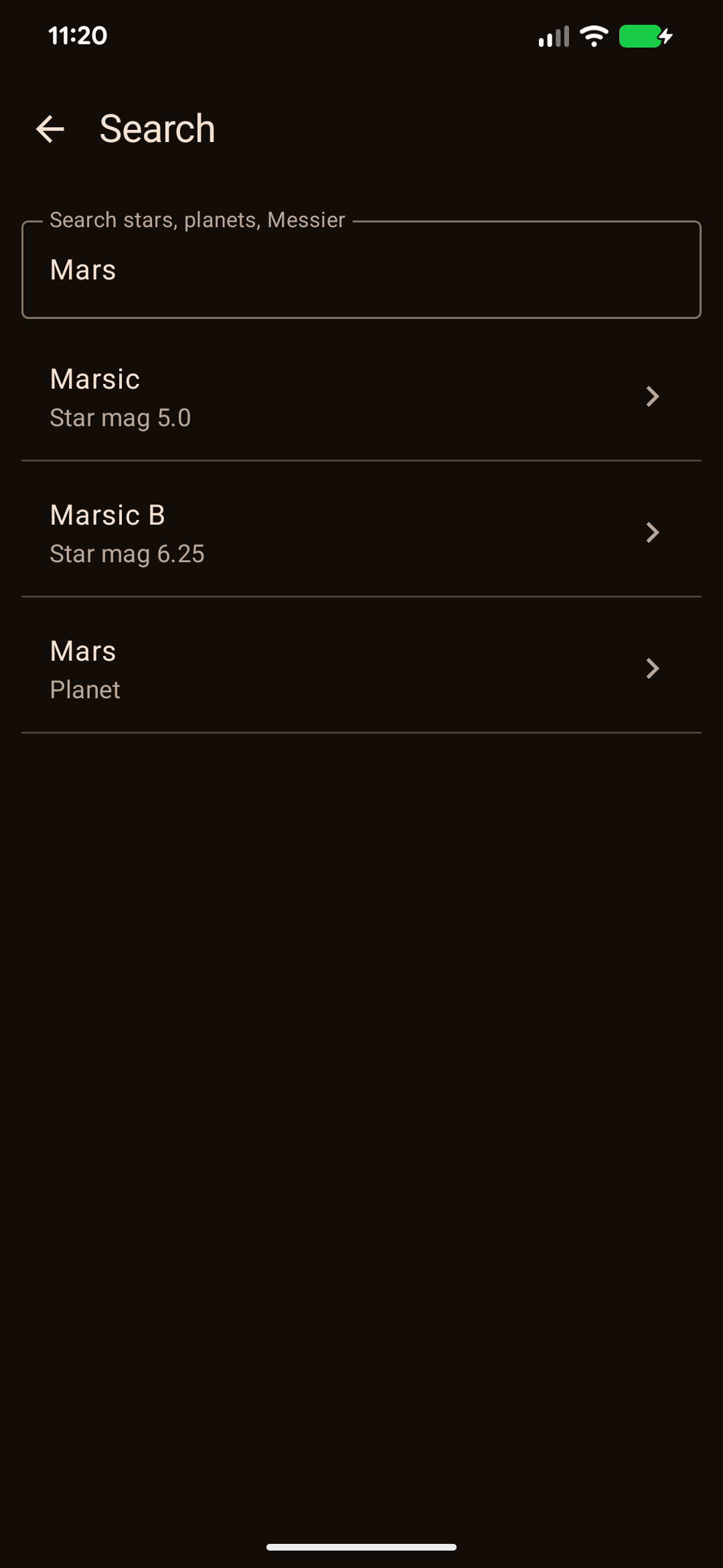 Screenshot of MA Astronomy