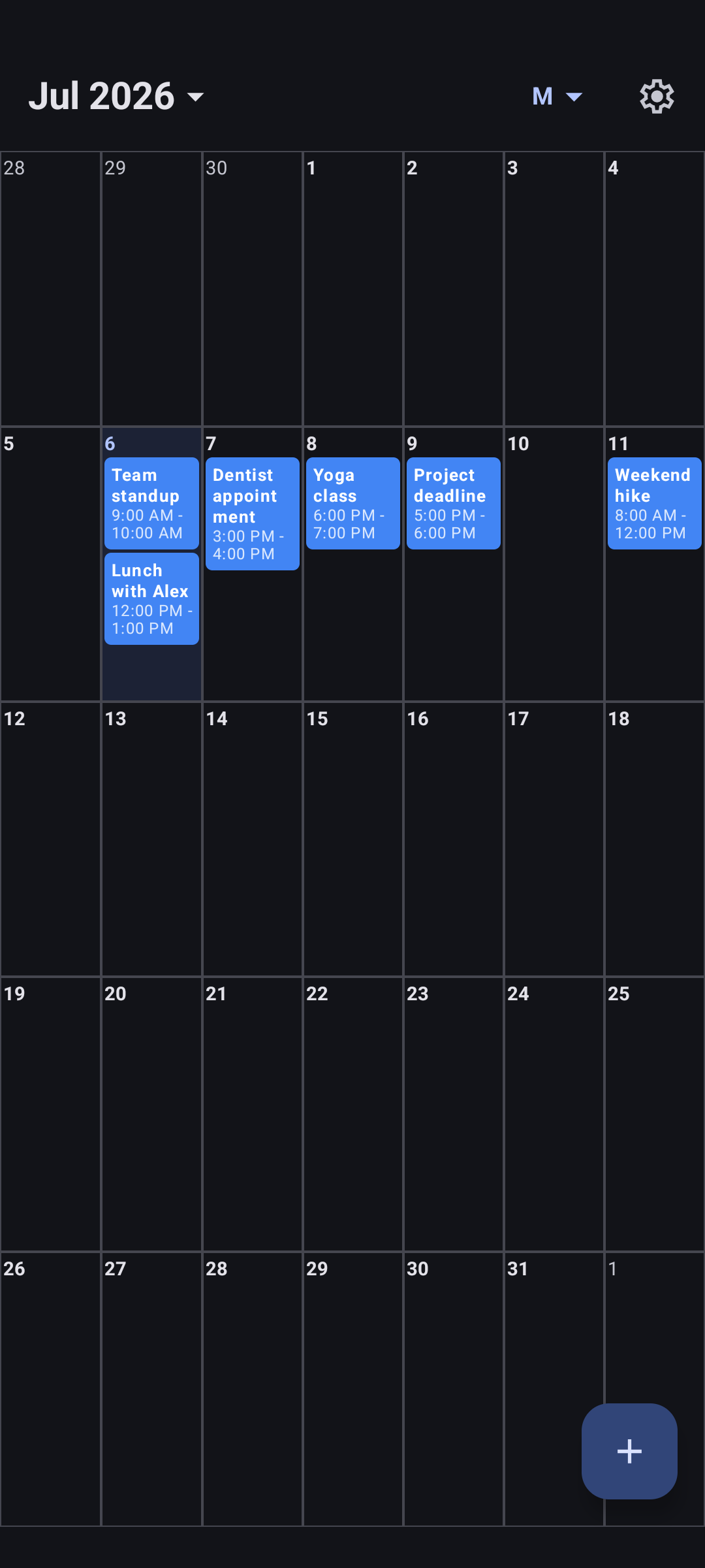 Screenshot of MA Calendar