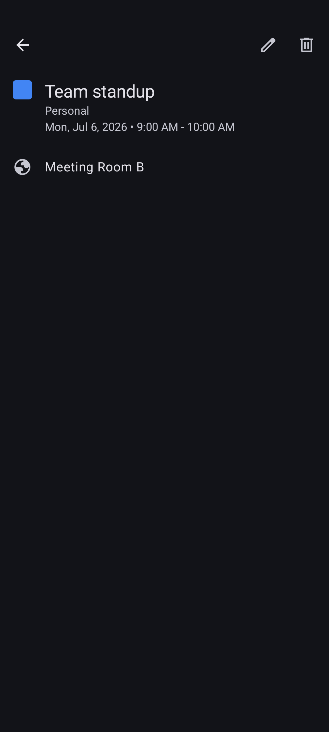 Screenshot of MA Calendar