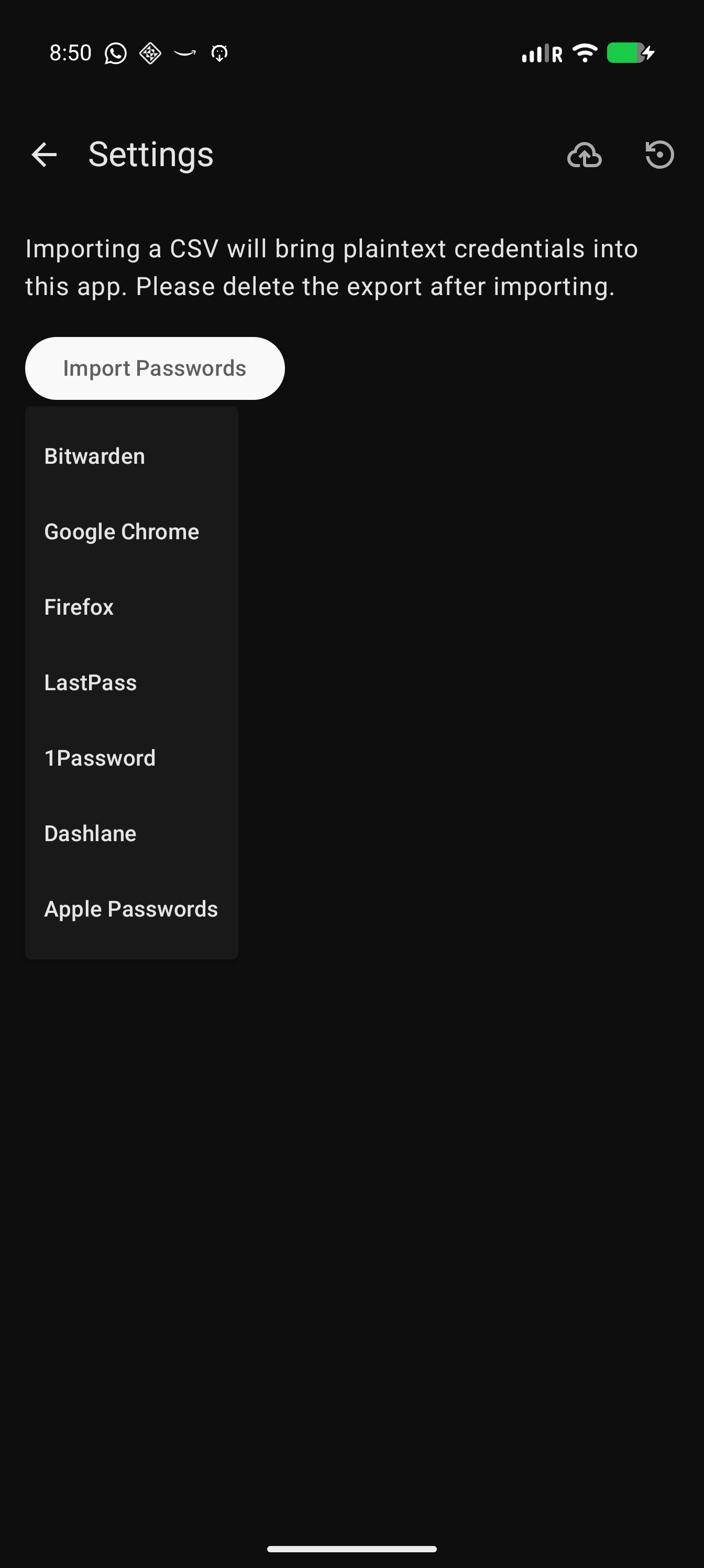 Screenshot of MA Passwords