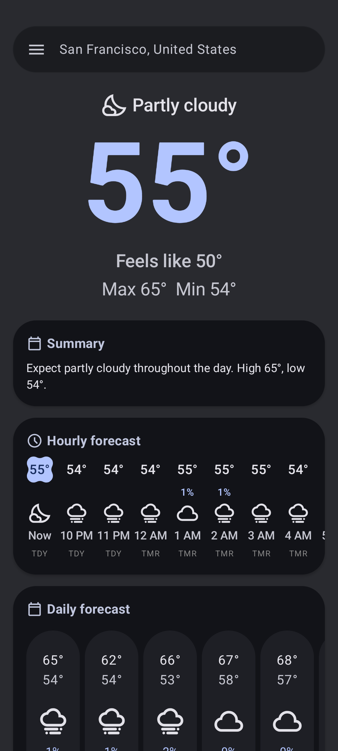 Screenshot of MA Weather
