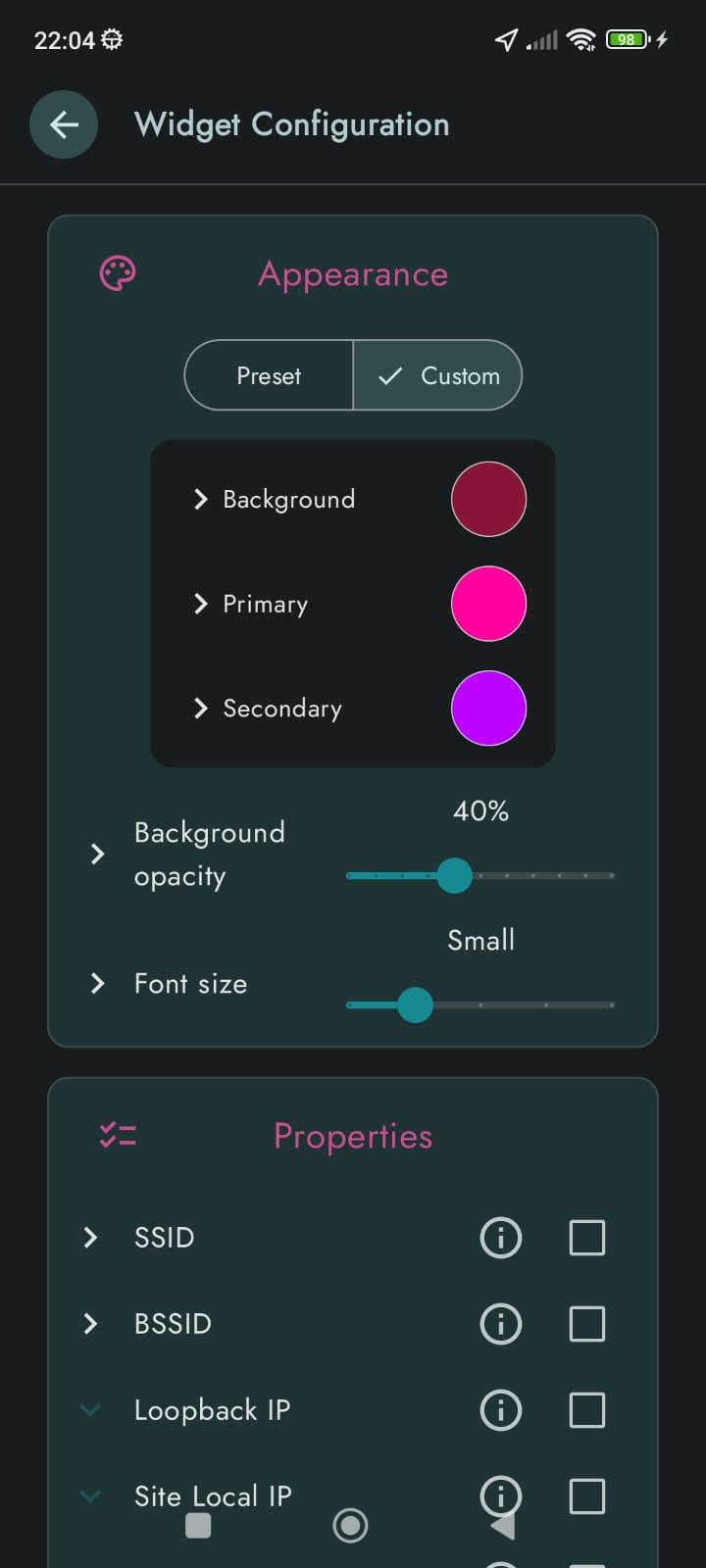 Screenshot of WiFi Widget