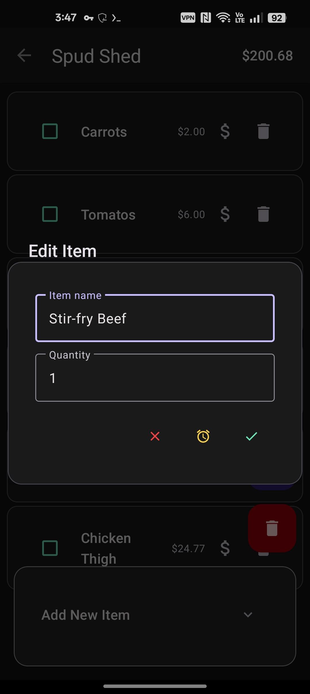 Screenshot of ShoppingList