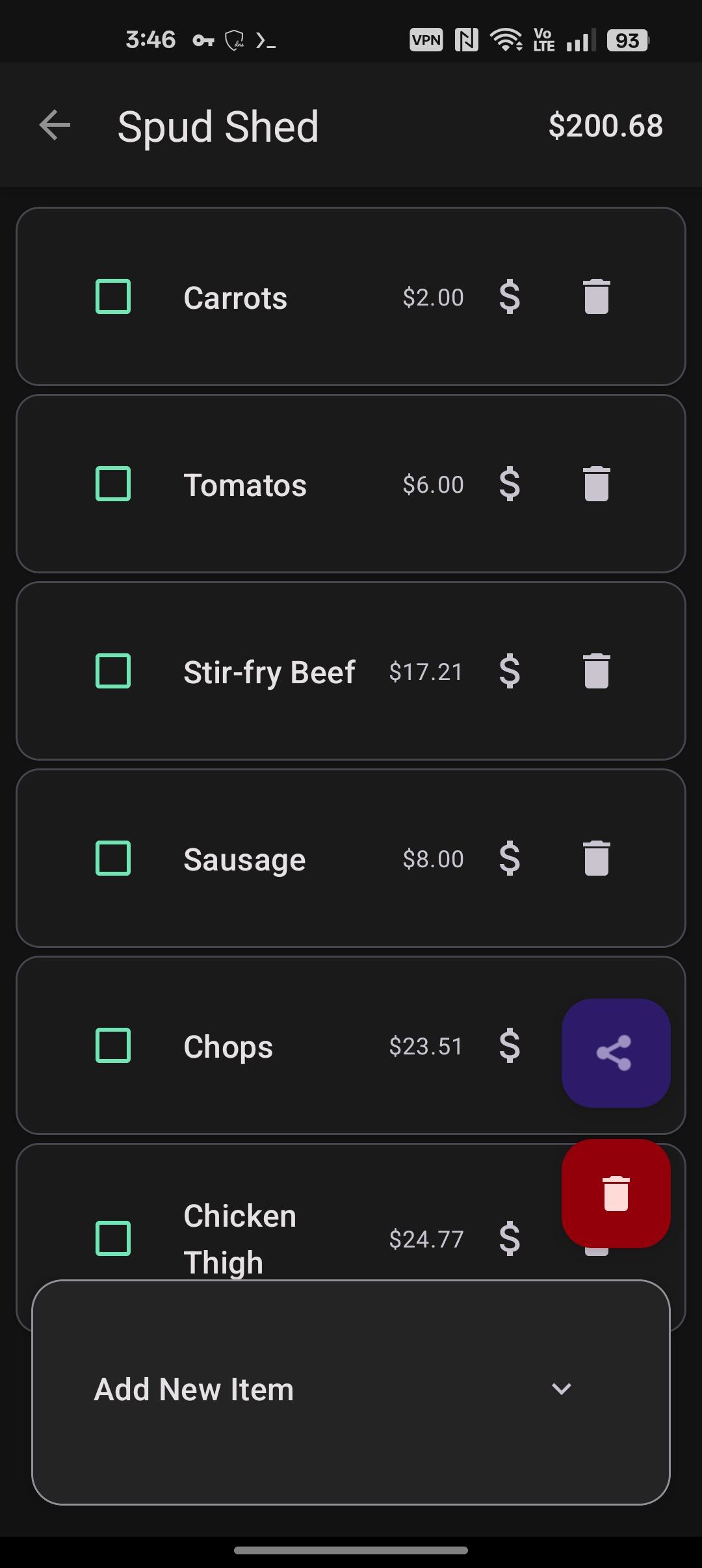 Screenshot of ShoppingList