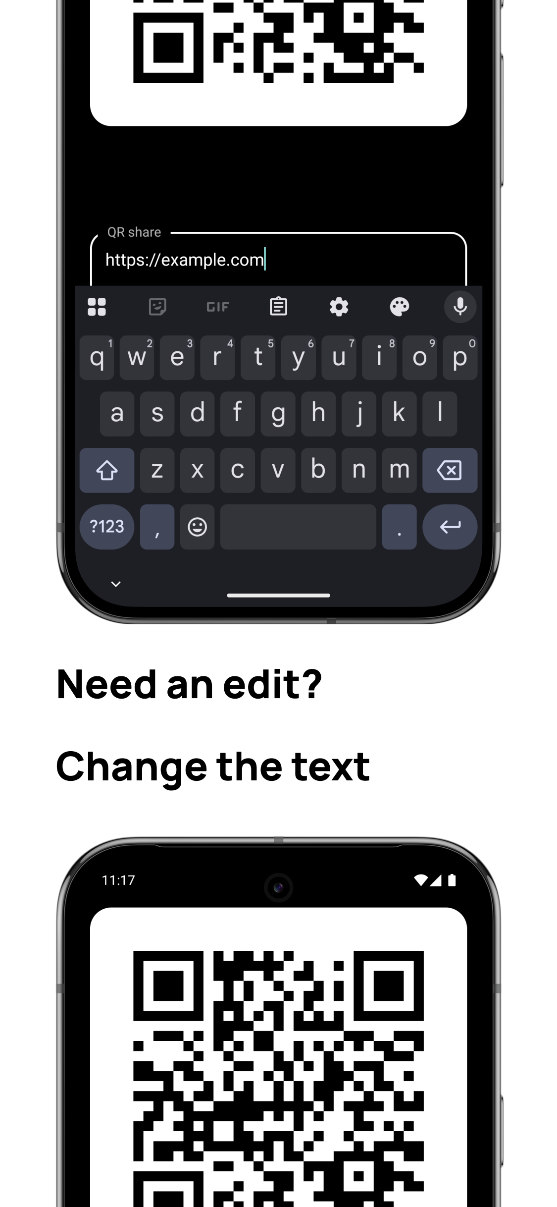 Screenshot of QRshare