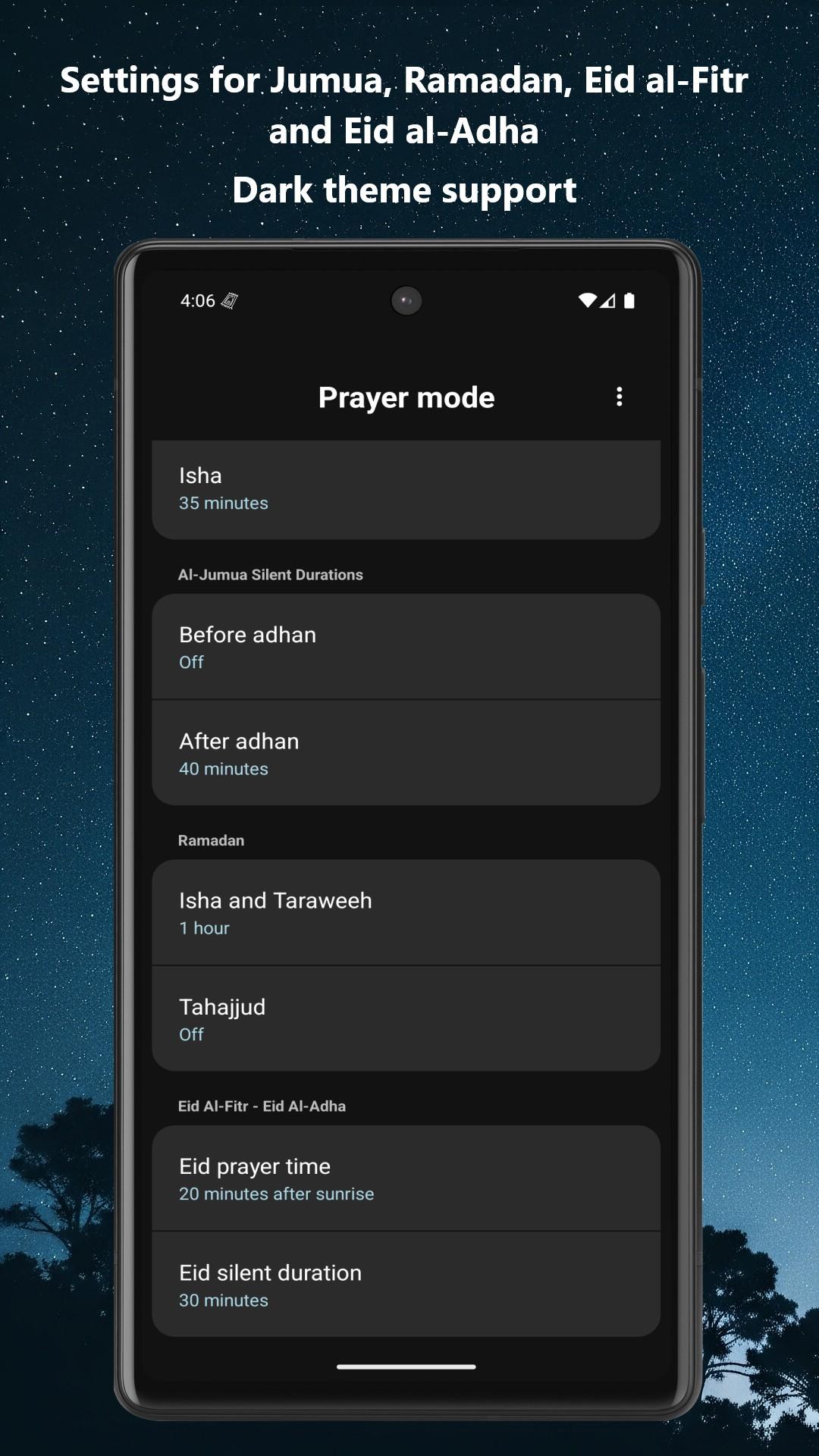 Screenshot of Prayer mode