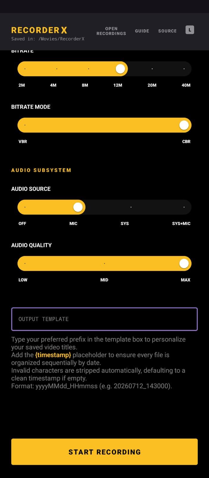 Screenshot of RecorderX