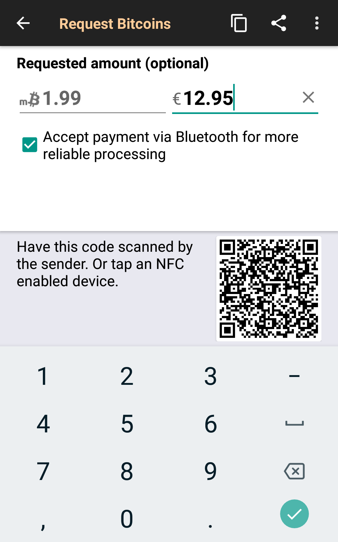 Screenshot of Bitcoin Wallet [signet]