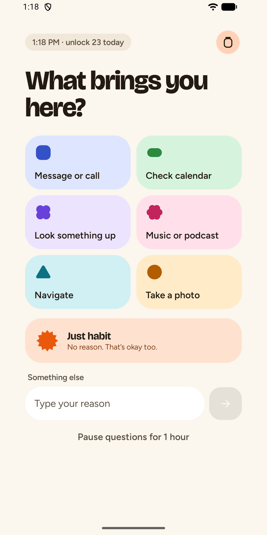 Screenshot of Why? – mindful unlocks