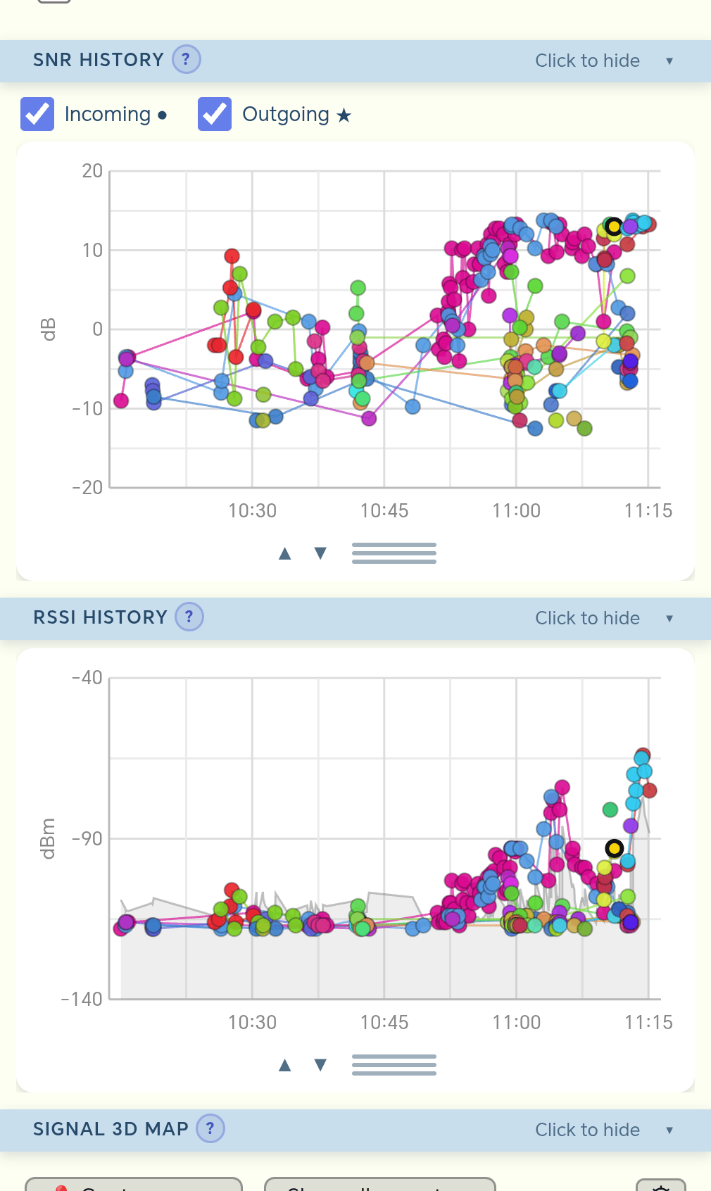 Screenshot of MeshCore Signal Tester