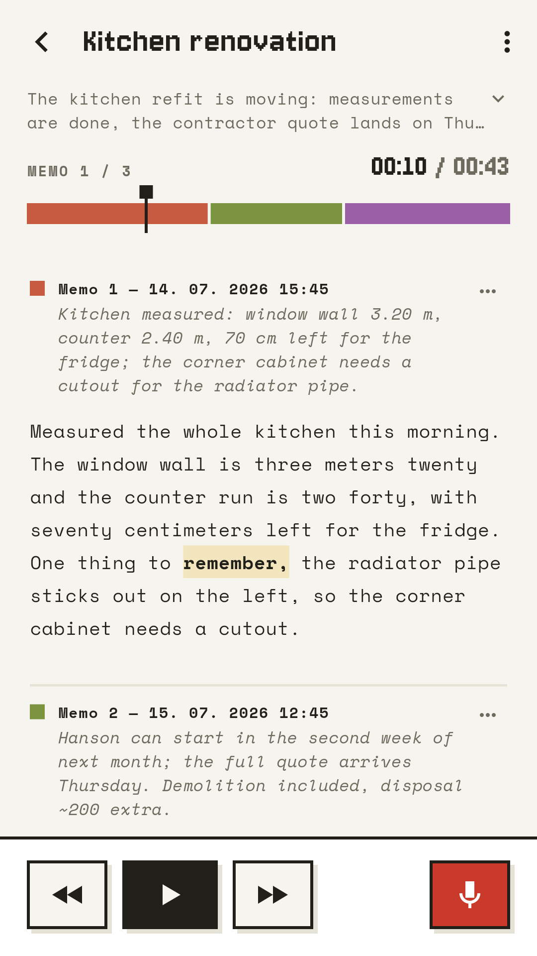 Screenshot of Diktafon: Voice Memos on Tape