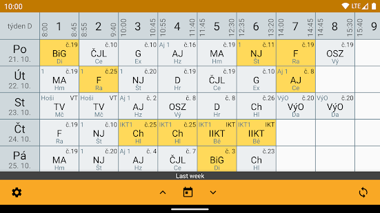 Screenshot of Better Schedule (Bakaláři)