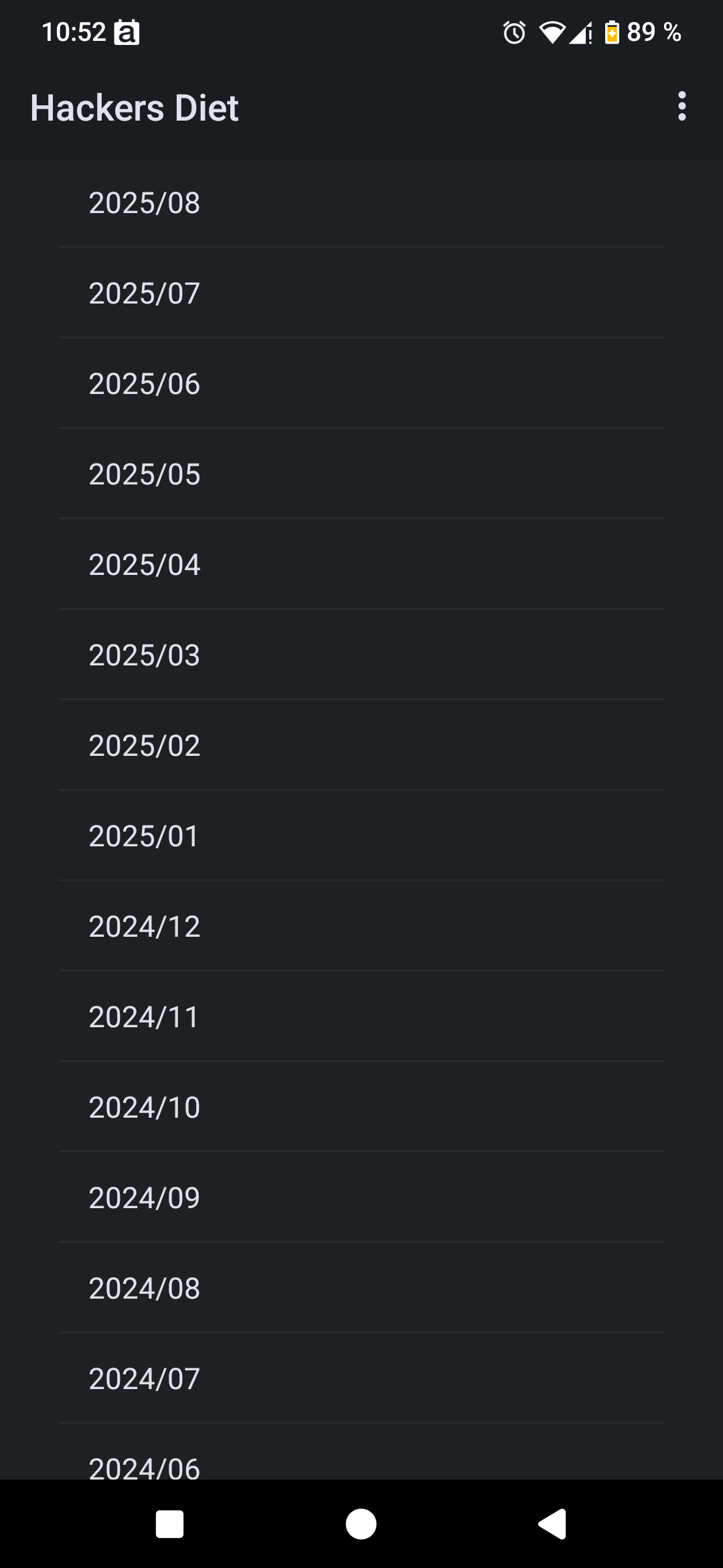 Screenshot of Hacker's Diet Offline