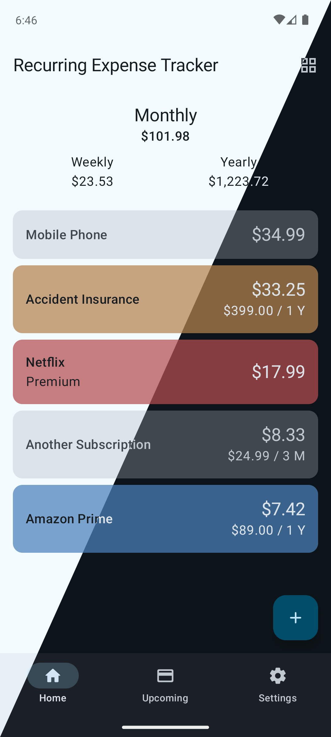 Screenshot of Recurring Expense Tracker