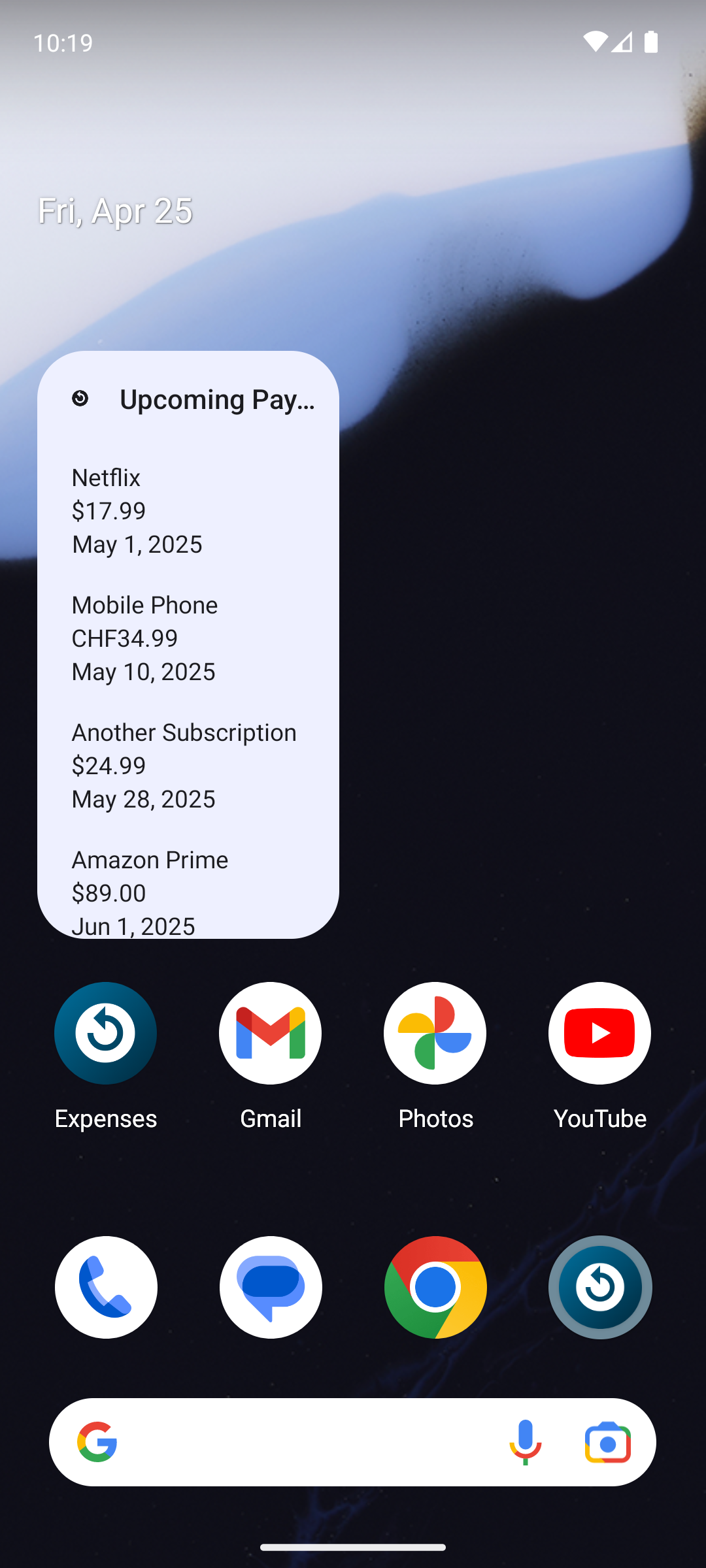 Screenshot of Recurring Expense Tracker
