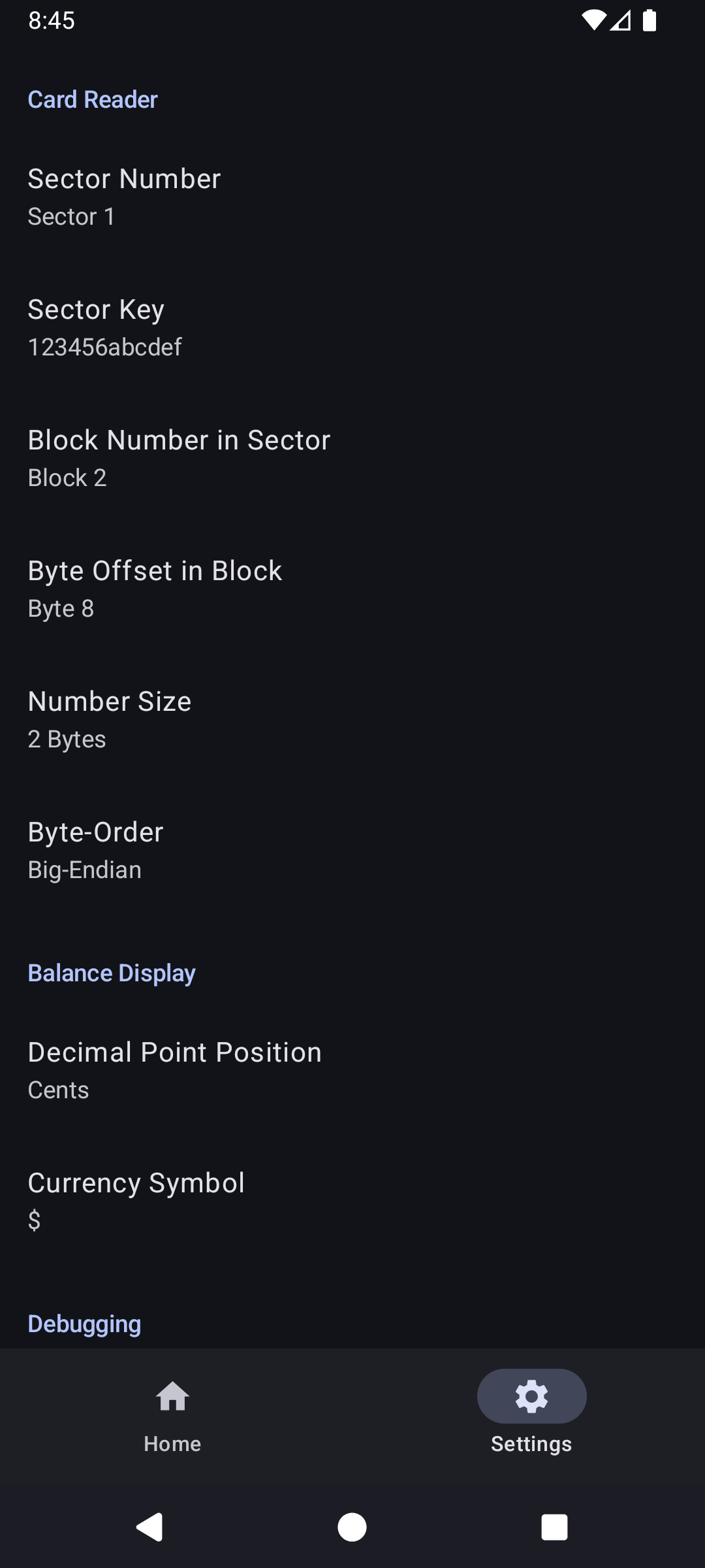 Screenshot of MFC Balance