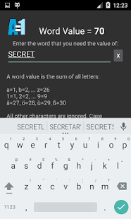 Screenshot of Word Value