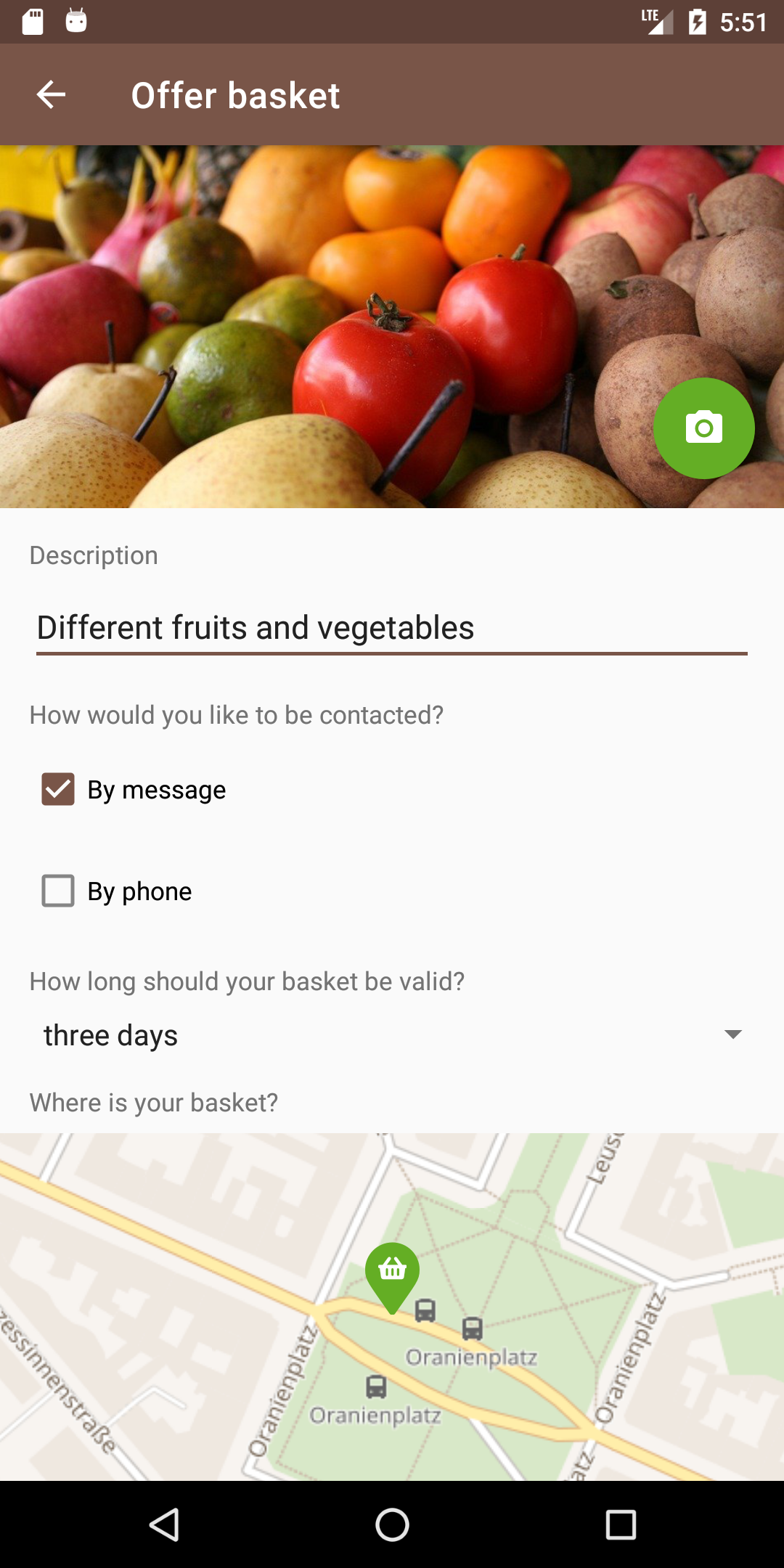 Screenshot of foodsharing