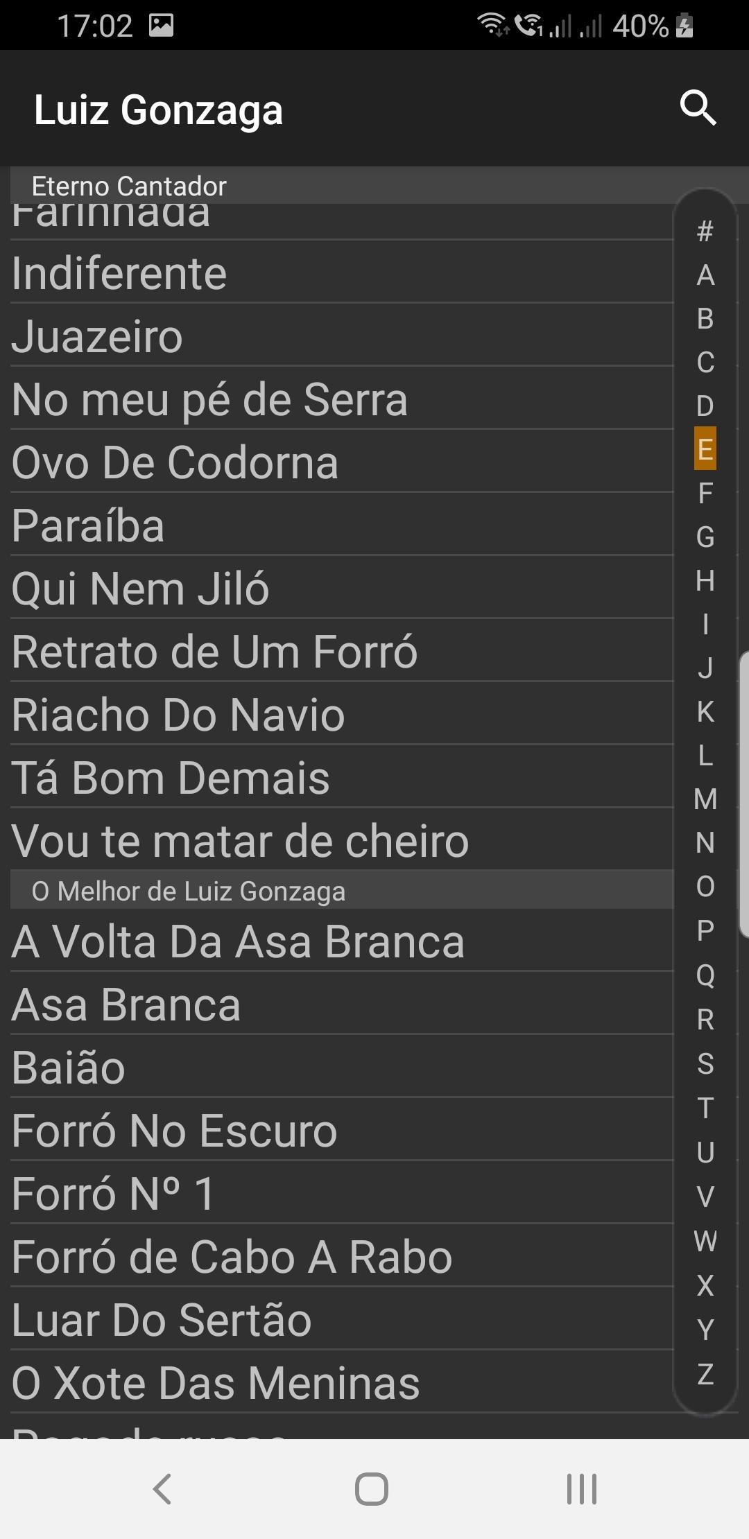 Screenshot of Forro Lyrics