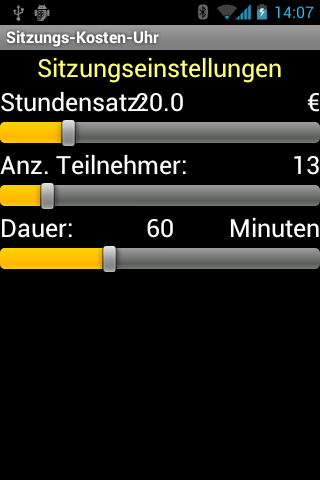 Screenshot of Meeting Cost Clock