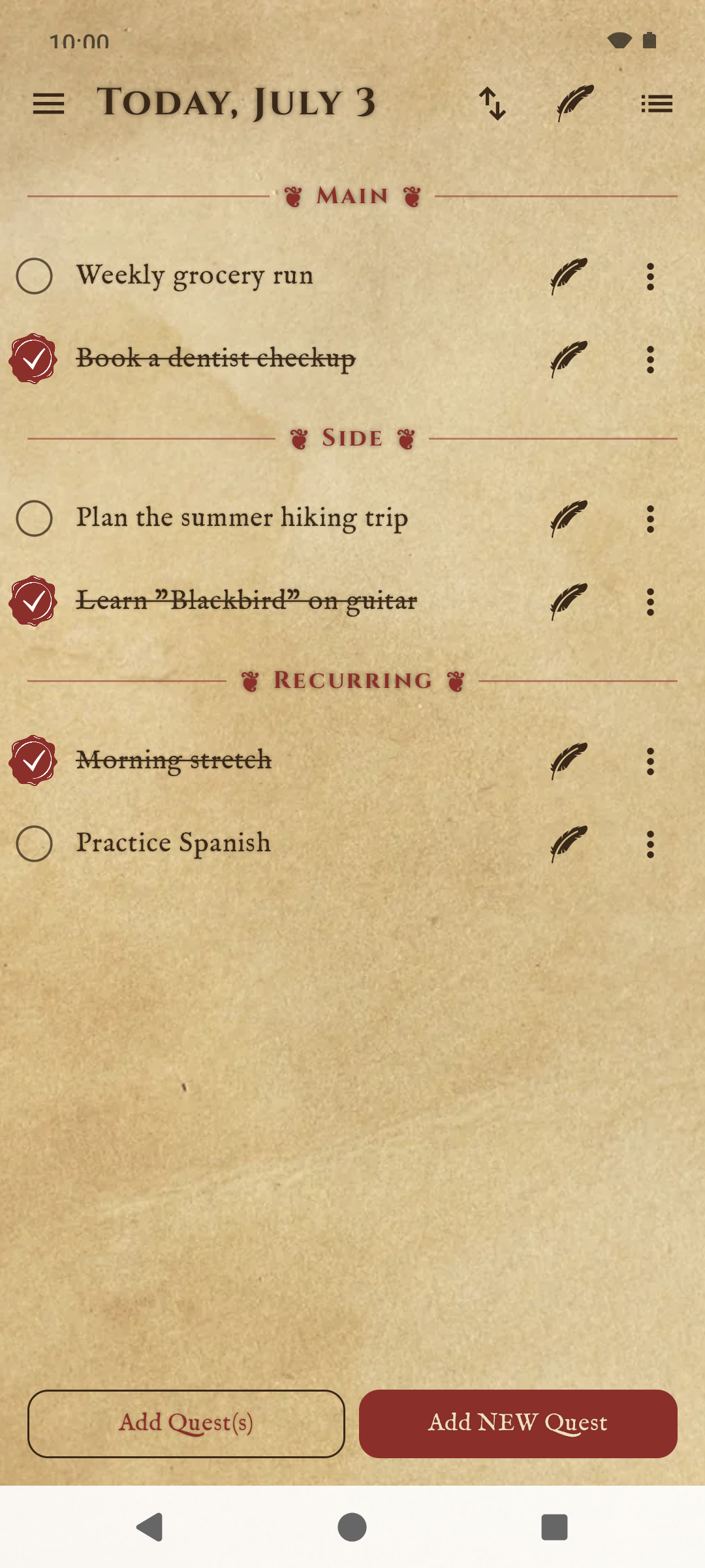 Screenshot of Quest Log