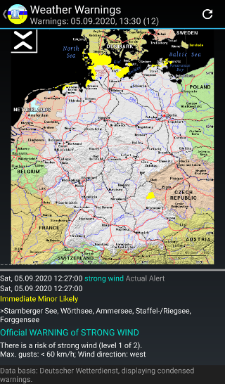 Screenshot of Tiny Weather Forecast Germany