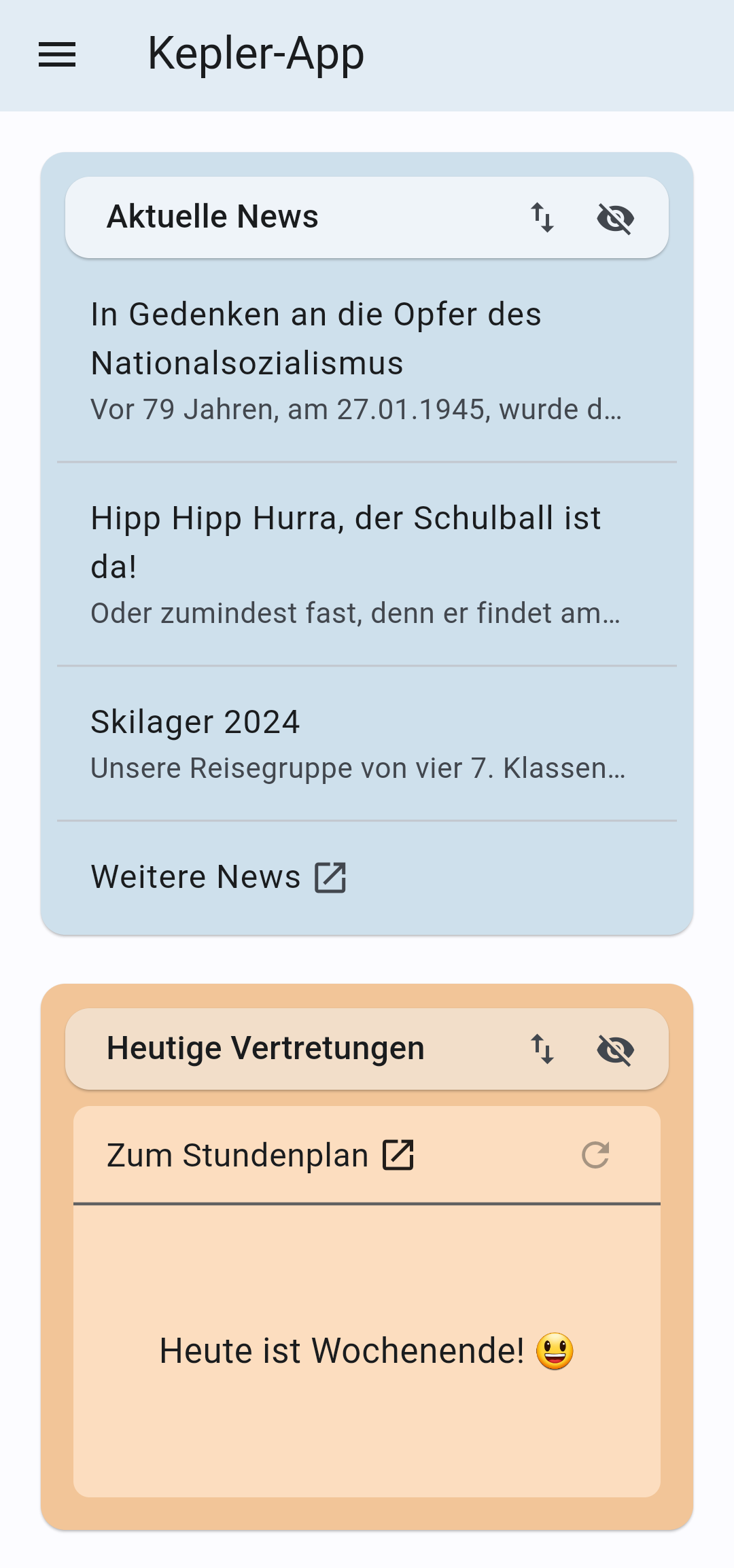 Screenshot of Kepler-App