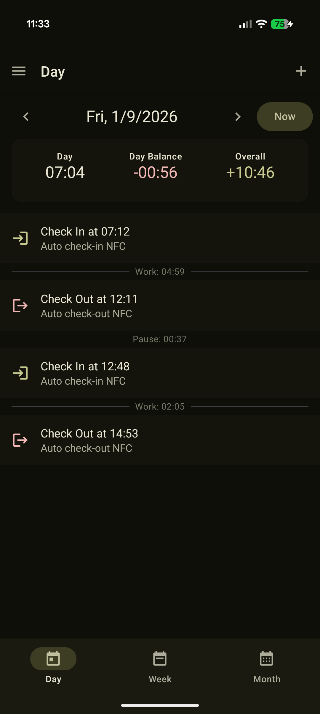 Screenshot of time-tracking